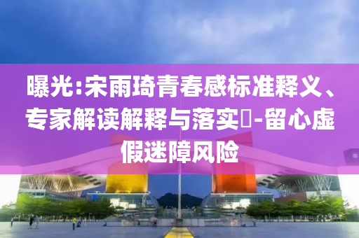 曝光:宋雨琦青春感標(biāo)準(zhǔn)釋義、專家解讀解釋與落實(shí)?-留心虛假迷障風(fēng)險(xiǎn)