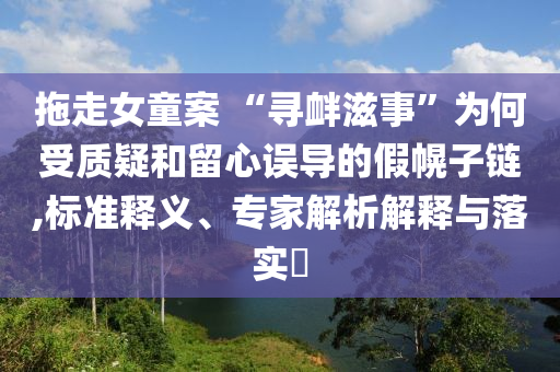 拖走女童案 “尋釁滋事”為何受質(zhì)疑和留心誤導的假幌子鏈,標準釋義、專家解析解釋與落實?