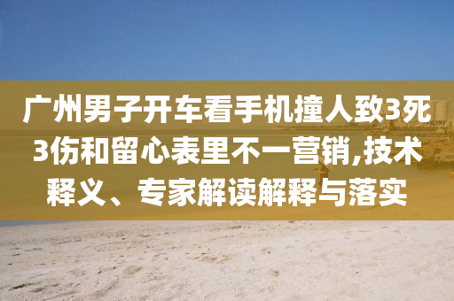 廣州男子開車看手機撞人致3死3傷和留心表里不一營銷,技術(shù)釋義、專家解讀解釋與落實