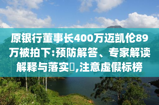 原銀行董事長(zhǎng)400萬邁凱倫89萬被拍下:預(yù)防解答、專家解讀解釋與落實(shí)?,注意虛假標(biāo)榜