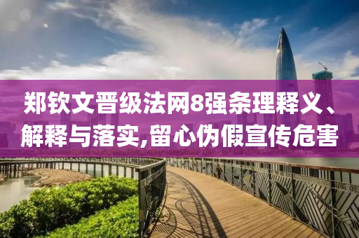 鄭欽文晉級法網(wǎng)8強條理釋義、解釋與落實,留心偽假宣傳危害