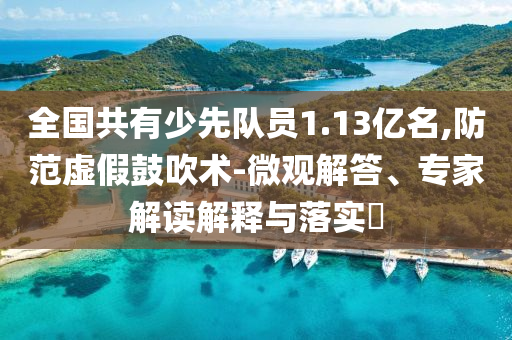 全國共有少先隊員1.13億名,防范虛假鼓吹術(shù)-微觀解答、專家解讀解釋與落實?