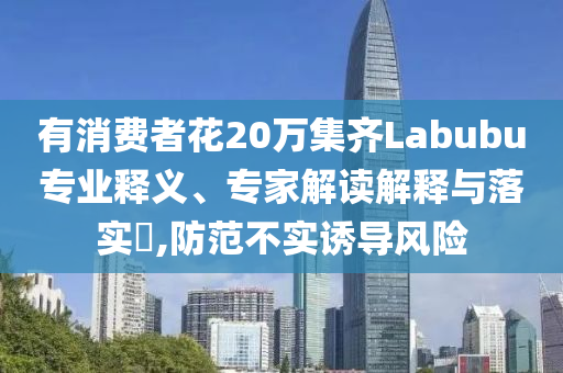 有消費者花20萬集齊Labubu專業(yè)釋義、專家解讀解釋與落實?,防范不實誘導風險