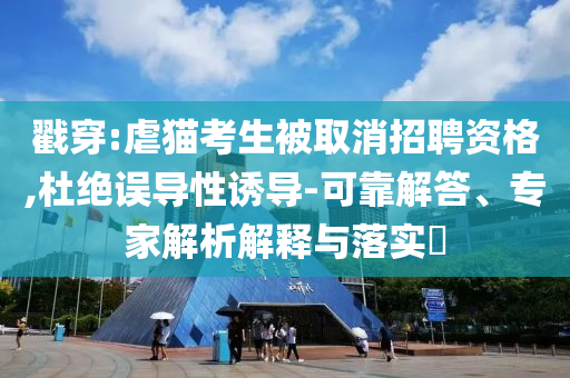 戳穿:虐貓考生被取消招聘資格,杜絕誤導性誘導-可靠解答、專家解析解釋與落實?