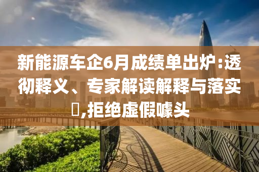 新能源車企6月成績單出爐:透徹釋義、專家解讀解釋與落實?,拒絕虛假噱頭