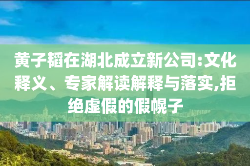 黃子韜在湖北成立新公司:文化釋義、專家解讀解釋與落實,拒絕虛假的假幌子