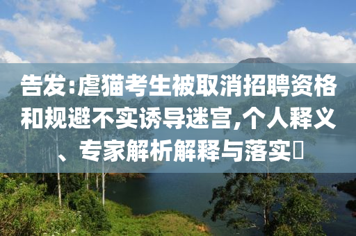 告發(fā):虐貓考生被取消招聘資格和規(guī)避不實(shí)誘導(dǎo)迷宮,個(gè)人釋義、專家解析解釋與落實(shí)?