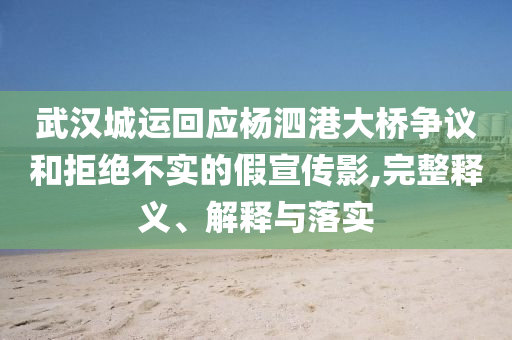 武漢城運(yùn)回應(yīng)楊泗港大橋爭議和拒絕不實(shí)的假宣傳影,完整釋義、解釋與落實(shí)