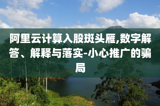 阿里云計(jì)算入股斑頭雁,數(shù)字解答、解釋與落實(shí)-小心推廣的騙局
