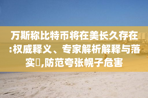 萬斯稱比特幣將在美長久存在:權(quán)威釋義、專家解析解釋與落實?,防范夸張幌子危害