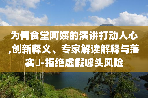 為何食堂阿姨的演講打動人心,創(chuàng)新釋義、專家解讀解釋與落實?-拒絕虛假噱頭風險