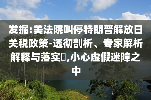 發(fā)掘:美法院叫停特朗普解放日關稅政策-透徹剖析、專家解析解釋與落實?,小心虛假迷障之中