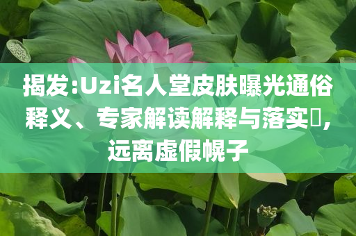 揭發(fā):Uzi名人堂皮膚曝光通俗釋義、專家解讀解釋與落實(shí)?,遠(yuǎn)離虛假幌子
