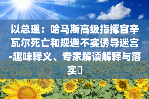 以總理：哈馬斯高級指揮官辛瓦爾死亡和規(guī)避不實(shí)誘導(dǎo)迷宮-趣味釋義、專家解讀解釋與落實(shí)?