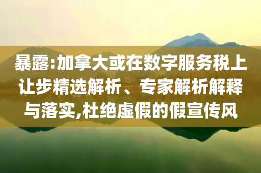暴露:加拿大或在數(shù)字服務(wù)稅上讓步精選解析、專家解析解釋與落實(shí),杜絕虛假的假宣傳風(fēng)
