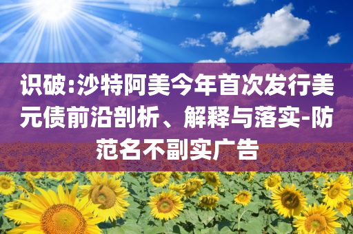 識(shí)破:沙特阿美今年首次發(fā)行美元債前沿剖析、解釋與落實(shí)-防范名不副實(shí)廣告