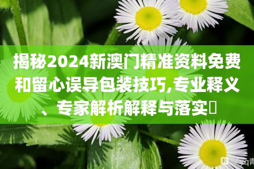 揭秘2024新澳門(mén)精準(zhǔn)資料免費(fèi)和留心誤導(dǎo)包裝技巧,專(zhuān)業(yè)釋義、專(zhuān)家解析解釋與落實(shí)?