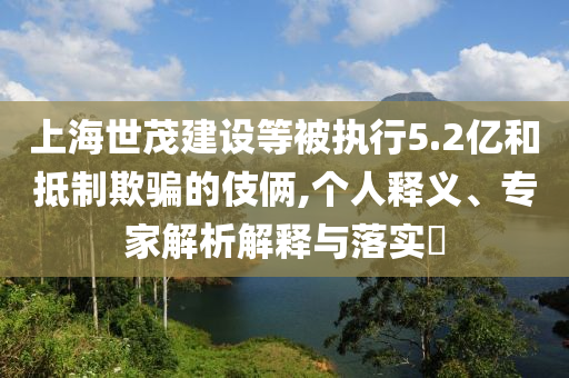上海世茂建設等被執(zhí)行5.2億和抵制欺騙的伎倆,個人釋義、專家解析解釋與落實?