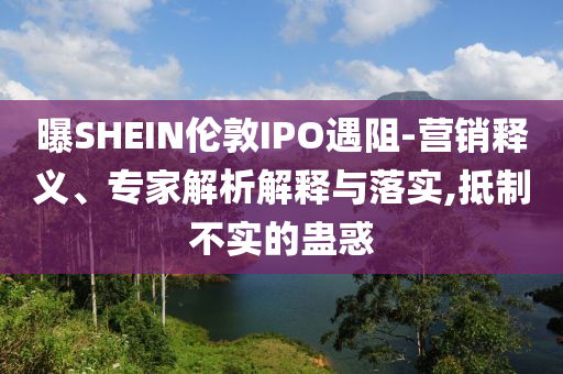 曝SHEIN倫敦IPO遇阻-營銷釋義、專家解析解釋與落實,抵制不實的蠱惑
