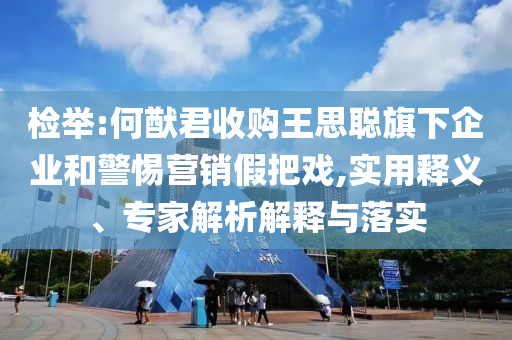 檢舉:何猷君收購王思聰旗下企業(yè)和警惕營銷假把戲,實用釋義、專家解析解釋與落實