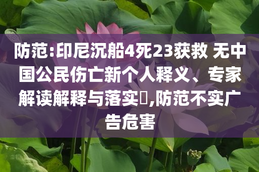 防范:印尼沉船4死23獲救 無(wú)中國(guó)公民傷亡新個(gè)人釋義、專(zhuān)家解讀解釋與落實(shí)?,防范不實(shí)廣告危害