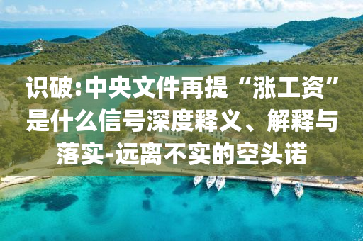 識破:中央文件再提“漲工資”是什么信號深度釋義、解釋與落實(shí)-遠(yuǎn)離不實(shí)的空頭諾