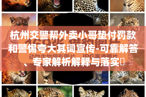 杭州交警幫外賣(mài)小哥墊付罰款和警惕夸大其詞宣傳-可靠解答、專家解析解釋與落實(shí)?