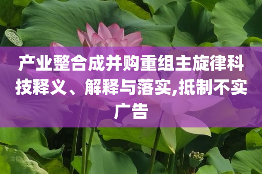 產(chǎn)業(yè)整合成并購重組主旋律科技釋義、解釋與落實(shí),抵制不實(shí)廣告