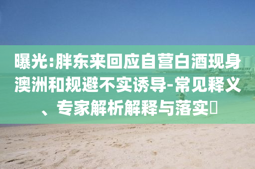 曝光:胖東來回應(yīng)自營白酒現(xiàn)身澳洲和規(guī)避不實誘導(dǎo)-常見釋義、專家解析解釋與落實?