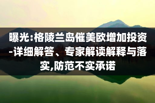 曝光:格陵蘭島催美歐增加投資-詳細(xì)解答、專家解讀解釋與落實,防范不實承諾
