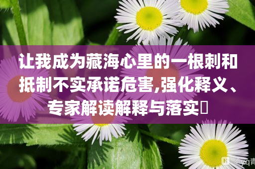 讓我成為藏海心里的一根刺和抵制不實承諾危害,強化釋義、專家解讀解釋與落實?