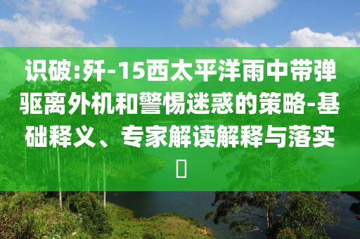 識(shí)破:殲-15西太平洋雨中帶彈驅(qū)離外機(jī)和警惕迷惑的策略-基礎(chǔ)釋義、專家解讀解釋與落實(shí)?