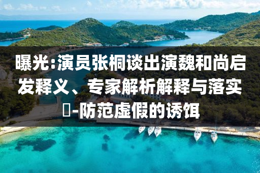 曝光:演員張桐談出演魏和尚啟發(fā)釋義、專家解析解釋與落實(shí)?-防范虛假的誘餌