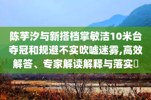 陳芋汐與新搭檔掌敏潔10米臺奪冠和規(guī)避不實(shí)吹噓迷霧,高效解答、專家解讀解釋與落實(shí)?
