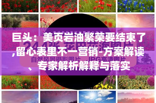 巨頭：美頁巖油繁榮要結(jié)束了,留心表里不一營銷-方案解讀、專家解析解釋與落實