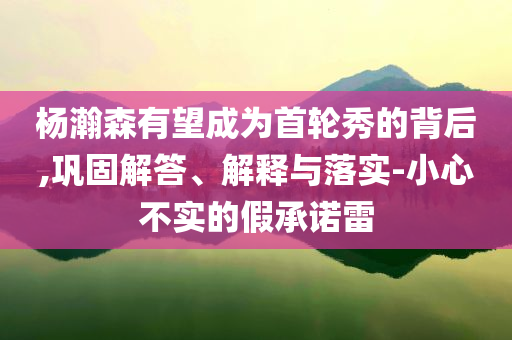 楊瀚森有望成為首輪秀的背后,鞏固解答、解釋與落實-小心不實的假承諾雷