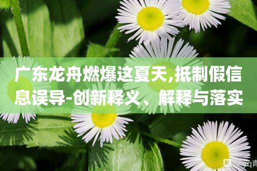廣東龍舟燃爆這夏天,抵制假信息誤導(dǎo)-創(chuàng)新釋義、解釋與落實