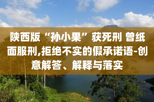 陜西版“孫小果”獲死刑 曾紙面服刑,拒絕不實的假承諾語-創(chuàng)意解答、解釋與落實