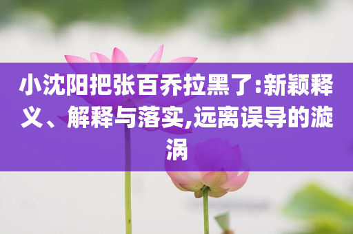 小沈陽(yáng)把張百喬拉黑了:新穎釋義、解釋與落實(shí),遠(yuǎn)離誤導(dǎo)的漩渦