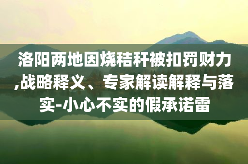 洛陽兩地因燒秸稈被扣罰財(cái)力,戰(zhàn)略釋義、專家解讀解釋與落實(shí)-小心不實(shí)的假承諾雷