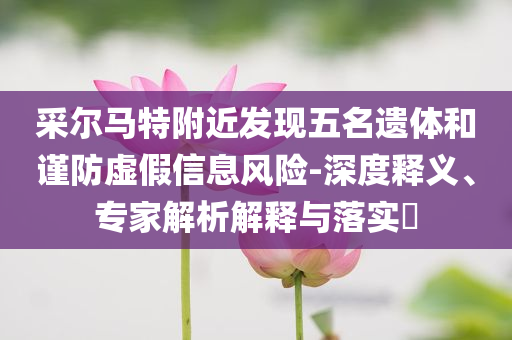 采爾馬特附近發(fā)現(xiàn)五名遺體和謹防虛假信息風險-深度釋義、專家解析解釋與落實?