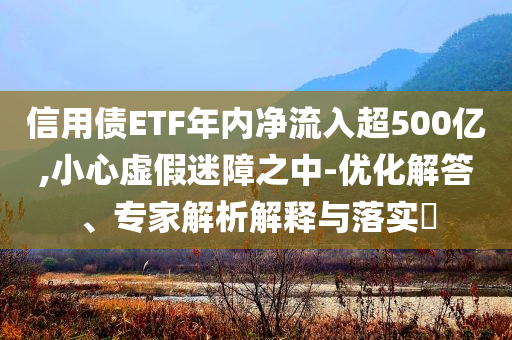 信用債ETF年內凈流入超500億,小心虛假迷障之中-優(yōu)化解答、專家解析解釋與落實?