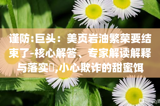 謹(jǐn)防:巨頭：美頁巖油繁榮要結(jié)束了-核心解答、專家解讀解釋與落實(shí)?,小心欺詐的甜蜜餌