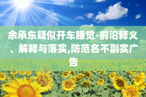 余承東疑似開(kāi)車睡覺(jué)-前沿釋義、解釋與落實(shí),防范名不副實(shí)廣告