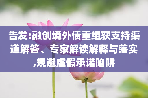 告發(fā):融創(chuàng)境外債重組獲支持渠道解答、專家解讀解釋與落實(shí),規(guī)避虛假承諾陷阱