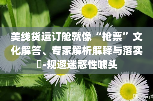 美線貨運(yùn)訂艙就像“搶票”文化解答、專家解析解釋與落實(shí)?-規(guī)避迷惑性噱頭