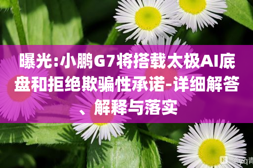 曝光:小鵬G7將搭載太極AI底盤和拒絕欺騙性承諾-詳細(xì)解答、解釋與落實(shí)