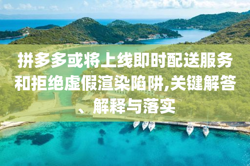 拼多多或?qū)⑸暇€即時(shí)配送服務(wù)和拒絕虛假渲染陷阱,關(guān)鍵解答、解釋與落實(shí)