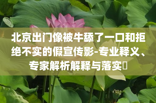北京出門(mén)像被牛舔了一口和拒絕不實(shí)的假宣傳影-專(zhuān)業(yè)釋義、專(zhuān)家解析解釋與落實(shí)?