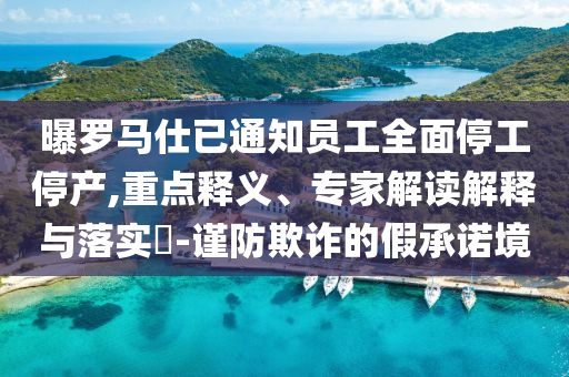 曝羅馬仕已通知員工全面停工停產(chǎn),重點(diǎn)釋義、專家解讀解釋與落實(shí)?-謹(jǐn)防欺詐的假承諾境